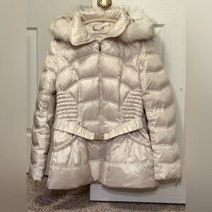 Laundry by Shelli Segal Down Puffer Jacket w/Removable Faux Fur Hood Size L EUC